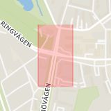 Karta som med röd fyrkant ramar in Malmövägen, Södra Vägen, Lund, Skåne län
