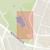 Karta som med röd fyrkant ramar in Stadsparken, Lund, Skåne län