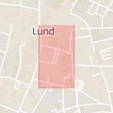 Karta som med röd fyrkant ramar in Botulfsplatsen, Lund, Skåne län