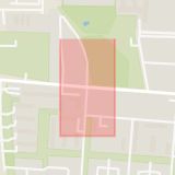 Karta som med röd fyrkant ramar in Folkparksvägen, Trollebergsvägen, Lund, Skåne län