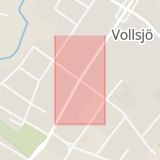 Karta som med röd fyrkant ramar in Vollsjö, Sjöbo, Skåne län