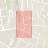 Karta som med röd fyrkant ramar in Bantorget, Trollebergsvägen, Lund, Skåne län