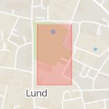Karta som med röd fyrkant ramar in Lundagård, Tegnérsplatsen, Lund, Skåne län