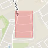 Karta som med röd fyrkant ramar in Mårtens Fälad, Katedervägen, Lund, Skåne län