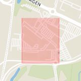 Karta som med röd fyrkant ramar in Företagsvägen, Lund, Skåne län