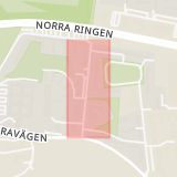 Karta som med röd fyrkant ramar in Margaretavägen, Lund, Skåne län