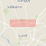 Karta som med röd fyrkant ramar in Norra Ringen, Lund, Skåne län