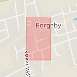 Karta som med röd fyrkant ramar in Trafikplats Borgeby, Lomma, Skåne län