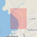 Karta som med röd fyrkant ramar in Lomma, Kävlinge, Skåne län