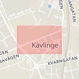 Karta som med röd fyrkant ramar in Västergatan, Kävlinge, Skåne län