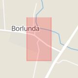Karta som med röd fyrkant ramar in Borlunda, Eslöv, Skåne län