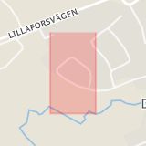 Karta som med röd fyrkant ramar in Degeberga, Backsvalevägen, Kristianstad, Skåne län