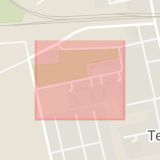 Karta som med röd fyrkant ramar in Teckomatorp, Plåtslagaregatan, Svalöv, Skåne län