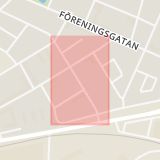 Karta som med röd fyrkant ramar in Viktoriagatan, Landskrona, Skåne län