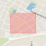 Karta som med röd fyrkant ramar in Ödmanssonsgatan, Landskrona, Skåne län