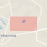 Karta som med röd fyrkant ramar in Föreningsgatan, Landskrona, Skåne län