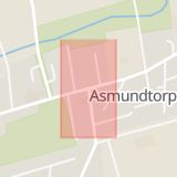 Karta som med röd fyrkant ramar in Asmundtorp, Landskrona, Skåne län