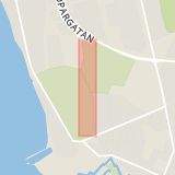 Karta som med röd fyrkant ramar in Exercisgatan, Landskrona, Skåne län