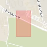 Karta som med röd fyrkant ramar in Hallonstigen, Landskrona, Skåne län