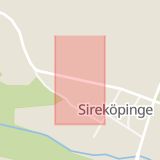 Karta som med röd fyrkant ramar in Sireköpinge, Svalöv, Skåne län