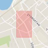 Karta som med röd fyrkant ramar in Mejerigatan, Höör, Skåne län