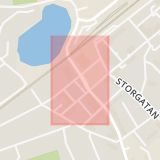 Karta som med röd fyrkant ramar in Nya Torg, Höör, Skåne län