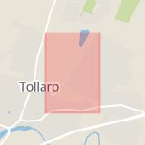 Karta som med röd fyrkant ramar in Tollarp, Polgatan, Kristianstad, Skåne län