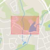 Karta som med röd fyrkant ramar in Dammgatan, Höör, Skåne län