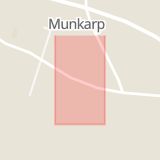 Karta som med röd fyrkant ramar in Munkarp, Höör, Skåne län
