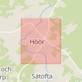 Karta som med röd fyrkant ramar in Höör, Skåne län