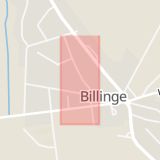 Karta som med röd fyrkant ramar in Billinge, Vattenverksvägen, Eslöv, Skåne län