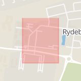 Karta som med röd fyrkant ramar in Rydebäck, Frösögatan, Helsingborg, Skåne län