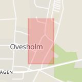 Karta som med röd fyrkant ramar in Ovesholm, Kristianstad, Skåne län