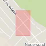 Karta som med röd fyrkant ramar in Nogersund, Sölvesborg, Blekinge län