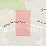 Karta som med röd fyrkant ramar in Charlottesborg, Långebrogatan, Kristianstad, Skåne län