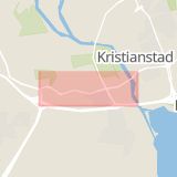 Karta som med röd fyrkant ramar in Allégatan, Långebrogatan, Kristianstad, Skåne län
