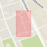 Karta som med röd fyrkant ramar in Fredsgatan, Tryckerigatan, Helsingborg, Skåne län