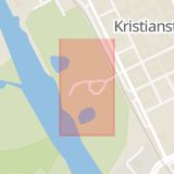 Karta som med röd fyrkant ramar in Tivoliparken, Kristianstad, Skåne län