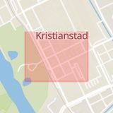 Karta som med röd fyrkant ramar in Tivoligatan, Kristianstad, Skåne län