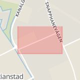 Karta som med röd fyrkant ramar in Götgatan, Kristianstad, Skåne län