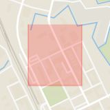 Karta som med röd fyrkant ramar in Norra Kaserngatan, Kristianstad, Skåne län