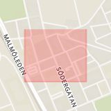 Karta som med röd fyrkant ramar in Perssons, Holländaregatan, Helsingborg, Skåne län