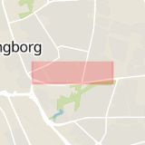 Karta som med röd fyrkant ramar in Sofiebergsvägen, Helsingborg, Skåne län