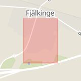 Karta som med röd fyrkant ramar in Fjälkinge, Riddaregatan, Kristianstad, Skåne län