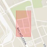 Karta som med röd fyrkant ramar in Kaliforniegatan, Helsingborg, Skåne län