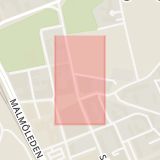 Karta som med röd fyrkant ramar in Trädgårdsgatan, Södergatan, Helsingborg, Skåne län