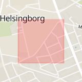 Karta som med röd fyrkant ramar in Eneborg, Wieselgrensgatan, Helsingborg, Skåne län