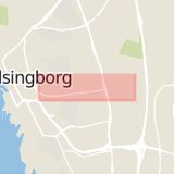 Karta som med röd fyrkant ramar in Fältarpsvägen, Helsingborg, Skåne län