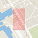 Karta som med röd fyrkant ramar in Järnvägsgatan, Knutpunkten, Helsingborg, Skåne län