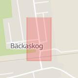 Karta som med röd fyrkant ramar in Bäckaskog, Kristianstad, Skåne län